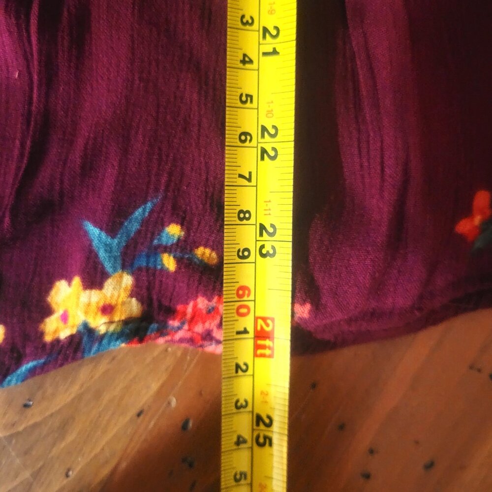 Old Navy Women's Burgandy/Floral Boho Peasant Flowy Blouse - Size XL Petite - Picture 10 of 10